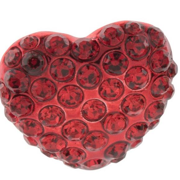 Betsey Johnson Jewelry - Betsey Johnson Red Crystal Large Heart Adjustable Stretch Ring Kawaii Cutecore